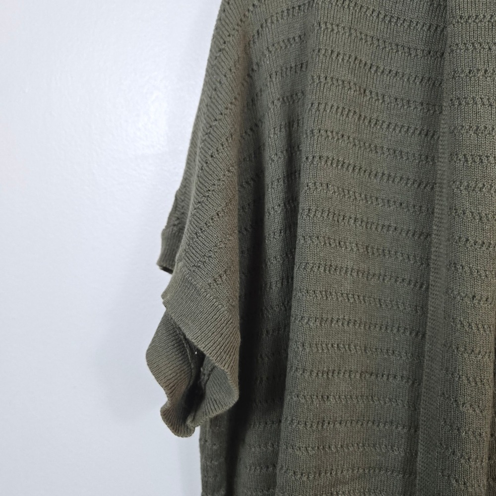 Alfani Womens Olive Green Boho Open Front Short Sleeve Knit Duster XL Minimalist - Picture 4 of 7